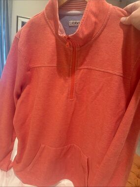 Orvis Coral Half-Zip Cotton Pullover Hoodie
